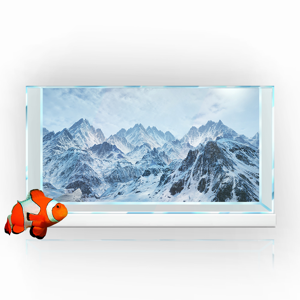 Aquarium Fish Poster - Aquarium Background Sticker, Cold Snow Mountain